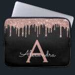 Capa Para Notebook Monograma de brilho preto Dourado rosa rosa rosa r<br><div class="desc">Rosa Rosa Rosa Rosa Rosa Dourada e Negra A Derrubar o Minúsculo Rapariga Moderno e Elegante e o Minúsculo Elegante Escorregadio. Esse caso pode ser personalizado para incluir seu nome inicial e próprio.</div>