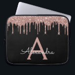 Capa Para Notebook Monograma de brilho preto Dourado rosa rosa rosa r<br><div class="desc">Rosa Rosa Rosa Rosa Rosa Dourada e Negra A Derrubar o Minúsculo Rapariga Moderno e Elegante e o Minúsculo Elegante Escorregadio. Esse caso pode ser personalizado para incluir seu nome inicial e próprio.</div>