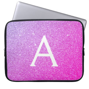 Capa Para Notebook Monograma de brilho roxo e rosado