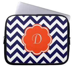 Capa Para Notebook Monograma de Chevron dos azuis marinhos