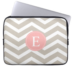 Capa Para Notebook Monograma de Chevron Rosa-Rosa-Tanque