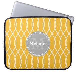 Capa Para Notebook Monograma de Cinza de Padrão de Lattice Moderno Am