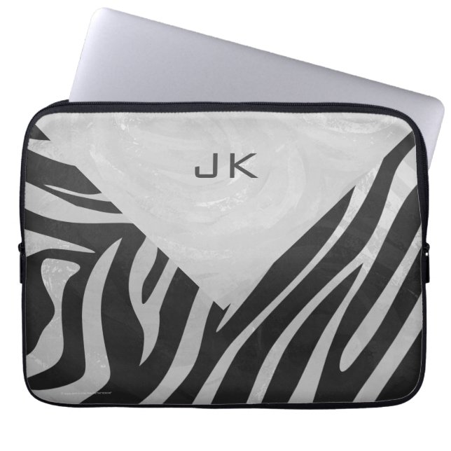 Capa Para Notebook Monograma de Cinzas Negra Zebra e Leve (Frente)