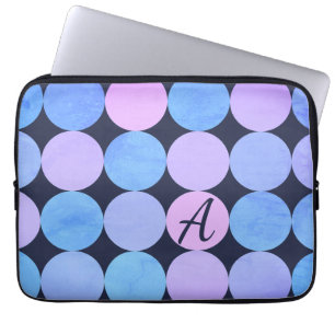 Capa Para Notebook Monograma de Círculos Rosa e Púrpura Azul