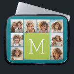 Capa Para Notebook Monograma de Colagem de Fotos do Instagram - Azul<br><div class="desc">Verde Vibrante e um Fundo Azul Rico - Você pode usar fotos quadradas ou selfie para este design. Use 8 fotos quadradas para criar um presente exclusivo e pessoal. Ou você pode ficar com o filhote hipster e fazer uma moda. Se precisar ajustar as fotos, clique na ferramenta personalizar para...</div>