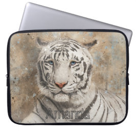 Capa Para Notebook Monograma de Cor de Água do Tigre Branco