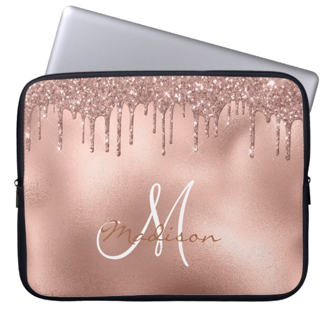 Capa Para Notebook Monograma de Drives Litter Dourado rosa (Frente)