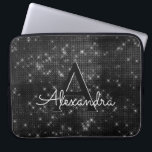 Capa Para Notebook Monograma de Estrelas Espelhadas Pretas e Brancas<br><div class="desc">Miniatura Elegante Preta e Branca e Monograma Elegante Shimmer. Esse caso pode ser personalizado para incluir seu nome inicial e próprio.</div>