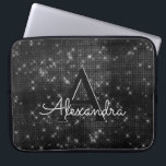 Capa Para Notebook Monograma de Estrelas Espelhadas Pretas e Brancas<br><div class="desc">Miniatura Elegante Preta e Branca e Monograma Elegante Shimmer. Esse caso pode ser personalizado para incluir seu nome inicial e próprio.</div>