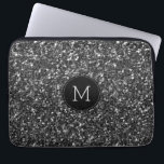 Capa Para Notebook Monograma de Falhas Negras<br><div class="desc">Monograma personalizado de brilho preto moderno</div>