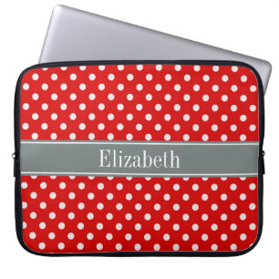 Capa Para Notebook Monograma de Fita de Carvão de Bolinhas Brancas Ve