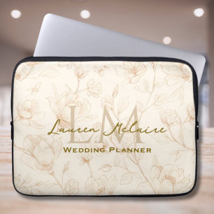 Capa Para Notebook Monograma de Flor Silvestre Neutra Estilo Empresar