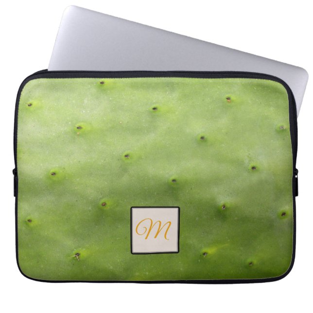 Capa Para Notebook Monograma de Fotos do Cactus Verde Tropical Botâni (Frente)