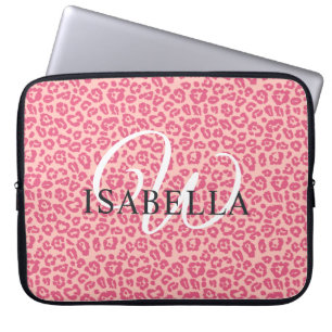 Capa Para Notebook Monograma de Impressão de Leopardo Rosa Personali