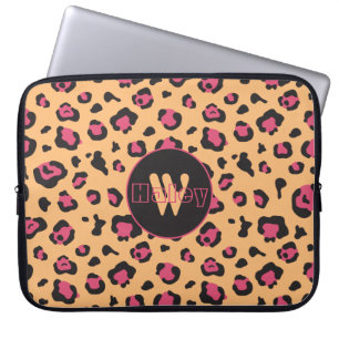 Capa Para Notebook Monograma de impressão preto-e-rosa