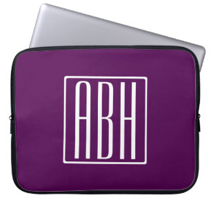 Capa Para Notebook Monograma de Iniciais Branco Sobre Roxo Profundo