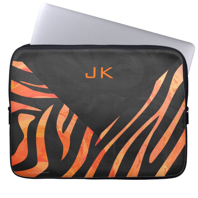 Capa Para Notebook Monograma de Laranja e Zebra Negra (Frente)