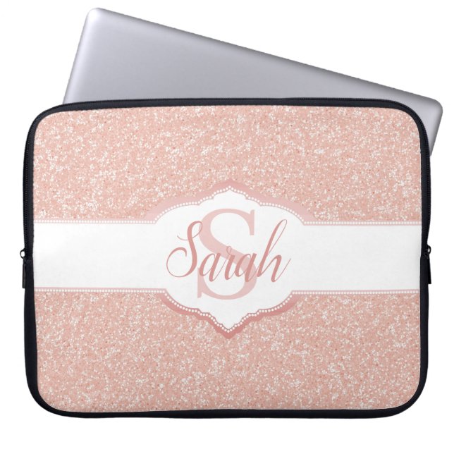 Capa Para Notebook Monograma de Largura Rosa (Frente)