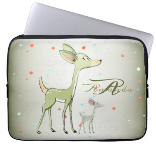 Capa Para Notebook Monograma de Natal Cervos Verdes Férias Fofo