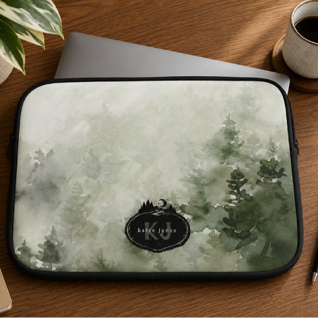 Capa Para Notebook Monograma de Natureza | Nome Personalizado (Criador carregado)