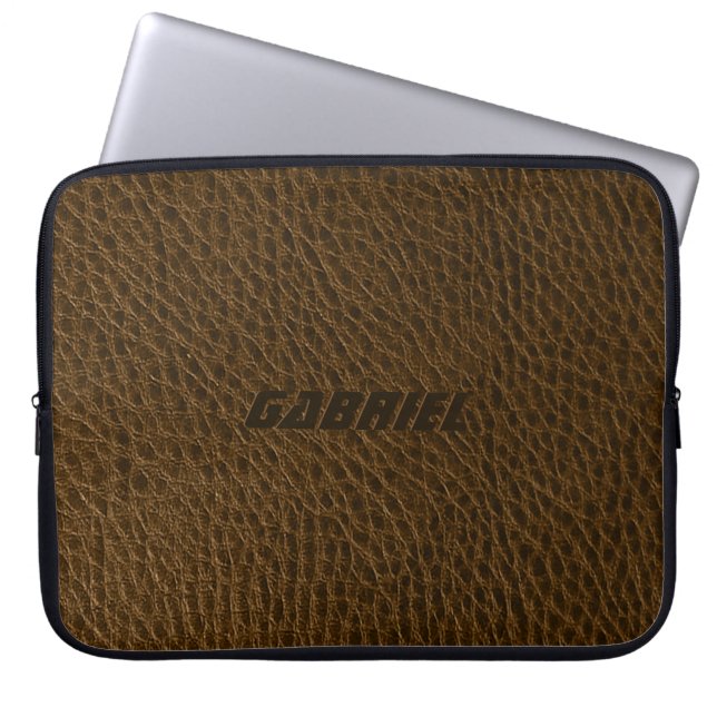 Capa Para Notebook Monograma de Olhos Faux Leather Vestidos Castanhos (Frente)