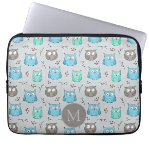 Capa Para Notebook Monograma de Padrão de Coroa de Cinzas Azuis Cuta