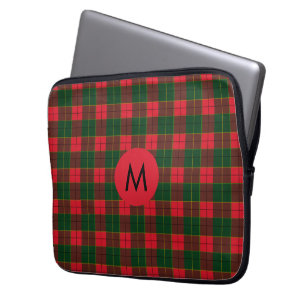 Capa Para Notebook Monograma de padrão de Tartan de Férias de Inverno