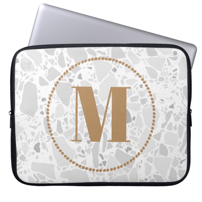 Capa Para Notebook Monograma de padrão moderno Seu nome Terrazzo Dour (Frente)