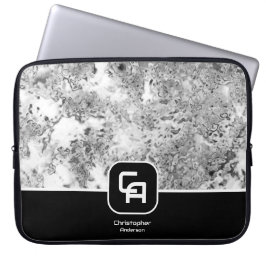 Capa Para Notebook Monograma de Pedra Preto Branco
