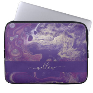 Capa Para Notebook Monograma de pintura de Abstrato roxo moderno