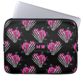 Capa Para Notebook Monograma de Rosas Cor-de-Rosa Gótico Vintage Esqu