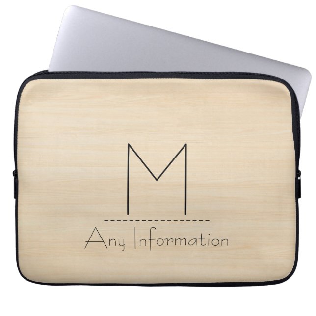 Capa Para Notebook Monograma de textura de madeira (Frente)