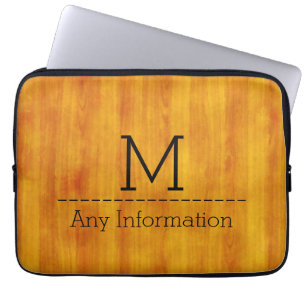 Capa Para Notebook Monograma de textura de madeira #3