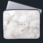 Capa Para Notebook Monograma de textura de mármore branco<br><div class="desc">Mármore branco e rosa-ouro elegante com monograma enquadrado.</div>