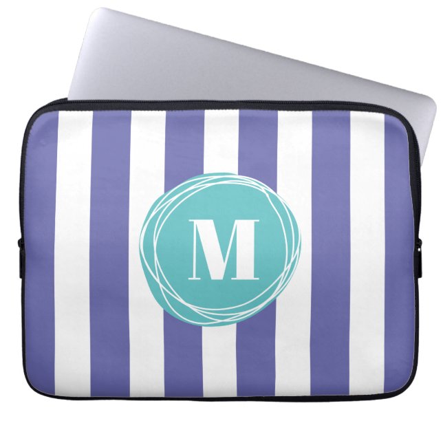 Capa Para Notebook Monograma de Trendy Striped (Frente)