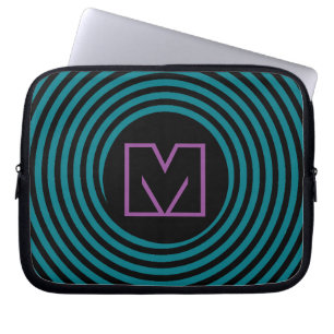 Capa Para Notebook Monograma de Vórtice Espiral Azul Legal