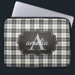 Capa Para Notebook Monograma de Xadrez de búfalos Nome Black Ivory<br><div class="desc">Proteja o seu Laptop com estilo com este monograma chic de xadrez de búfalos de tendências, preto e bolsa de laptop de marfim. A bolsa de laptop apresenta o seu nome e o nome iniciais em uma etiqueta de estilo de quadro. Faz um presente excelente! Também disponível em vermelho e...</div>