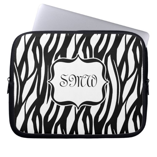Capa Para Notebook Monograma de Zebra Branca/Preta (Frente)