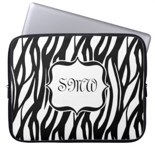 Capa Para Notebook Monograma de Zebra Branca/Preta