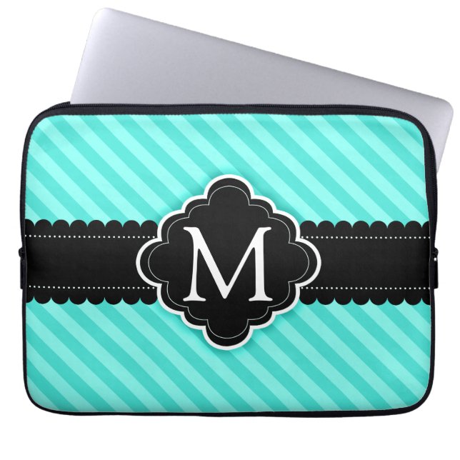 Capa Para Notebook Monograma do costume do preto do teste padrão das (Frente)