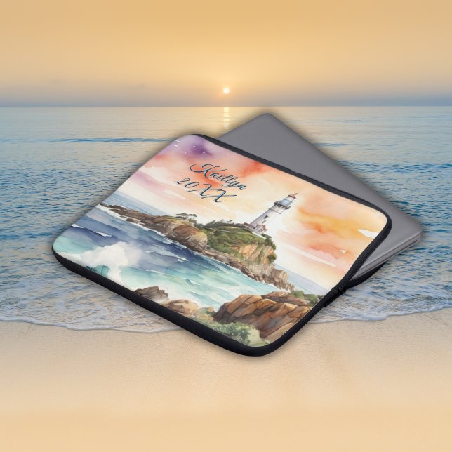 Capa Para Notebook Monograma do Farol de Byron Bay Sketch | (Criador carregado)