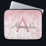 Capa Para Notebook Monograma do Glitter Marble Sparkle do Glam Rosa D<br><div class="desc">Glitter de Ombre Faux Glitter e Minúscula Marble Stone Moderno e Elegante,  Rosa de Glam. Esse caso pode ser personalizado para incluir seu nome inicial e próprio.</div>