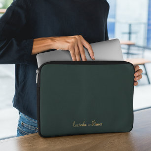 Capa Para Notebook Monograma do Nome do Chic Green Charcarbonet & Chi