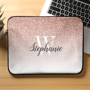 Capa Para Notebook Monograma do Ombre Faux Glitter do Ombre Dourado d