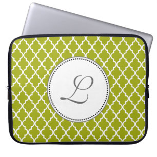 Capa Para Notebook Monograma do padrão de quatrefoil do limão legal