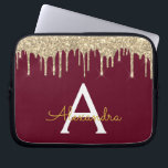 Capa Para Notebook Monograma Dourado de brilho brilhante<br><div class="desc">Burgundy Marsala e Faux Dourado a escorregar o Minúsculo Glitter Moderno e Elegante e o Minúsculo Elegante. Esse caso pode ser personalizado para incluir seu nome inicial e próprio.</div>