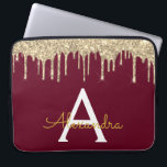 Capa Para Notebook Monograma Dourado de brilho brilhante<br><div class="desc">Burgundy Marsala e Faux Dourado a escorregar o Minúsculo Glitter Moderno e Elegante e o Minúsculo Elegante. Esse caso pode ser personalizado para incluir seu nome inicial e próprio.</div>