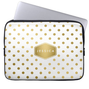 Capa Para Notebook Monograma Dourado do teste padrão de bolinhas do
