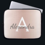 Capa Para Notebook Monograma Dourado Metálico Rosa Rosa Cor-de-Rosa R<br><div class="desc">Cor Rosa Rosa Rosa Dourada,  ,  Mídia Metálica Moderna e Elegante. Este caso pode ser personalizado para incluir seu primeiro nome e nome e fazer um presente de Natal feminino ou doce 16 de aniversário.</div>