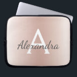 Capa Para Notebook Monograma Dourado Metálico Rosa Rosa Cor-de-Rosa R<br><div class="desc">Cor Rosa Rosa Rosa Dourada,  ,  Mídia Metálica Moderna e Elegante. Este caso pode ser personalizado para incluir seu primeiro nome e nome e fazer um presente de Natal feminino ou doce 16 de aniversário.</div>